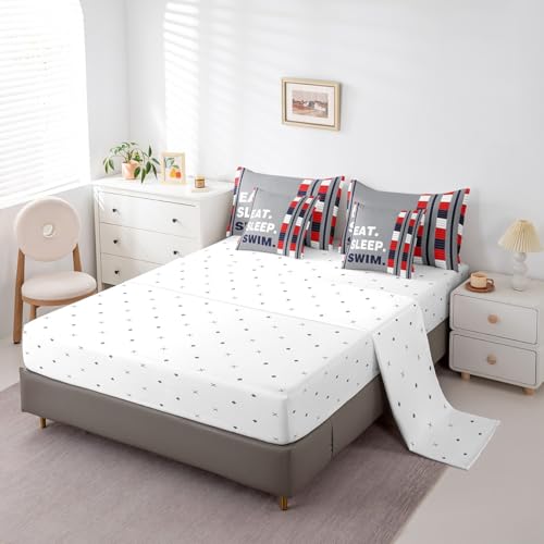 Image of Feelyou Kids Swim Bedding Set Twin Size 7 Piece for Boys Girls Teens
