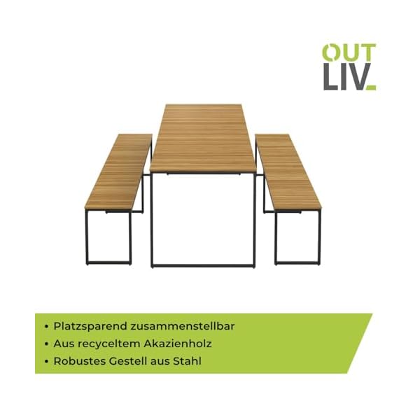 OUTLIV. Gartenmöbel-Set Floris 3-teilig Schwarz/Teaklook