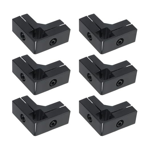 Pastlla 6 Pcs 1" x 1" Black L-Shaped 3 Way Tee Solderless Connector | Aluminium Alloy Split Clamped Square Pipe Connector Fit Stainless Steel Square Tube, for Racks, Shelf, Exhibition Stand Fixed