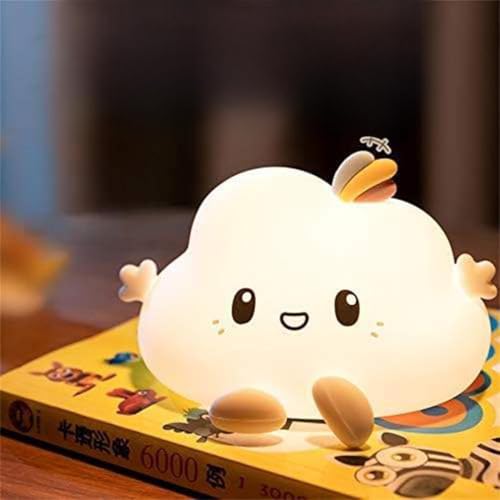 Image of fizzytech Cloud Night Light for Kids, Silicone LED Lamp with 7 Color Changing Touch Control, USB Rechargeable Bedside Lamp for Bedroom Decor, Nursery Light and Baby Gift