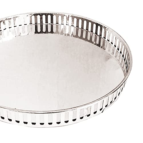 Bandeja Metal c/Espelho Redonda Prateada 26cm Class Home