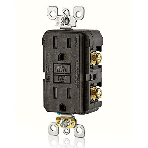 Image of Leviton GFCI Outlet, 15 Amp, Self Test, Tamper-Resistant with LED Indicator Light, Protection from Electric Shock and Electrocution, GFTR1, Brown