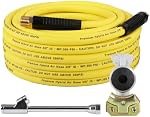 TIROL Glad Hand Air Hose Tire Inflator Kit 3/8 in x 50 ft Heavy Duty Hybrid Air Hose for Semi Truck Tractor Trailer, Lightweight Truck Inflator Kit with 1/4" NPT and 1/2" NPT Endings