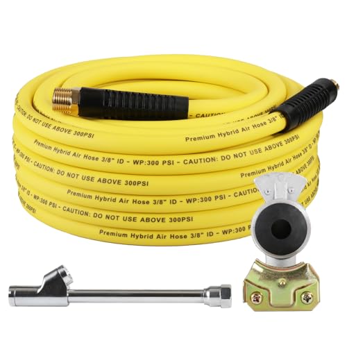 TIROL Glad Hand Air Hose Tire Inflator Kit 3/8 in x 50 ft Heavy Duty Hybrid Air Hose for Semi Truck Tractor Trailer Lightweight Truck Inflator Kit with 1/4 NPT and 1/2 NPT Endings