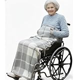 SENIORI Rollstuhldecke Decke für Rollstuhl warme Beindecke für Rollstuhlfahrer Kniedecke (1. Grau - Gitter)