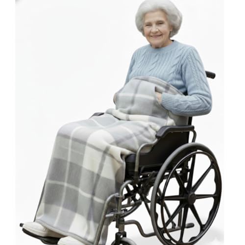 SENIORI Rollstuhldecke Decke f&uuml;r Rollstuhl warme Beindecke f&uuml;r Rollstuhlfahrer Kniedecke (1. Grau - Gitter)