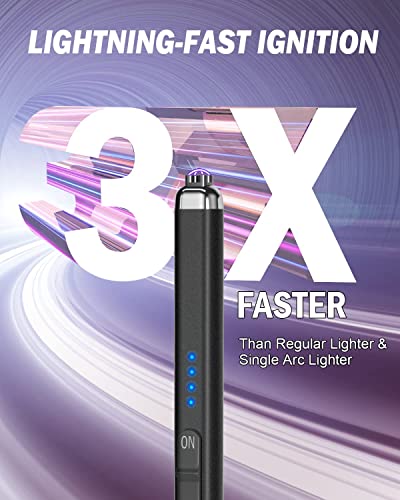 Dual Arc Electric Candle Lighter Gift Box Rechargeable Usb Lighter Gifts For Women Men Plasma Arc Lighters For Candle Gift Choice (Obsidian Black) #TOP2