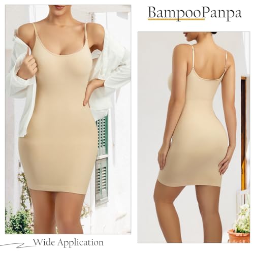 BampooPanPa Shapewear Slip Dress for Women Under Bodycon Dress Tummy Control Adjustable Spaghetti Strap Slimming Cami Slip (Nude, X-Large) — view 4