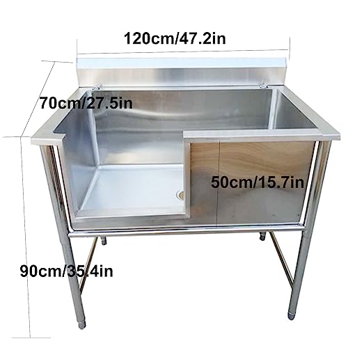 Bañera de Acero Inoxidable para Perros de Razas Grandes, Lavabo para el Aseo y Limpieza fácil de Mascotas en casa.