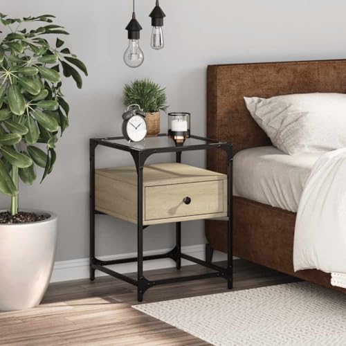 CFODOJ Mesitas de noche - Mesitas de noche - Mesita de noche de roble Sonoma 40 x 40 x 55 cm, madera de ingeniería