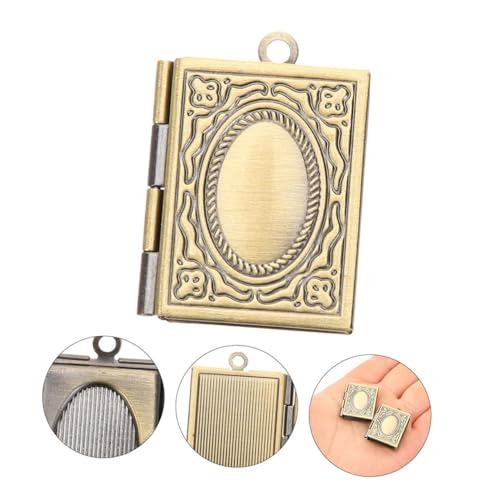 LIGIGWASH Médaillon Pendentif Cadre Photo Ouvrable en Métal Finition Bronze Ancien Forme Livre Vintage Sculpté Breloques Pendentif Cadre Photo Bijou Souvenir Femme Fille Présent – vue 9