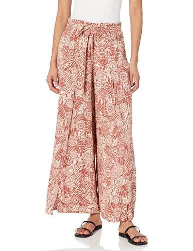 Angie Women's Tie Waistband Printed Pants with Front Slits
