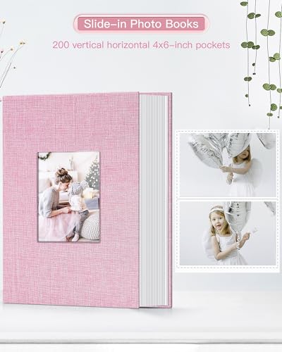 popotop Photo Album 4x6-200 Photos Photo Books with 200 Horizontal Pockets,Linen Cover Albums for Family Wedding Anniversary Baby Vacation Pictures - Thumbnail 2