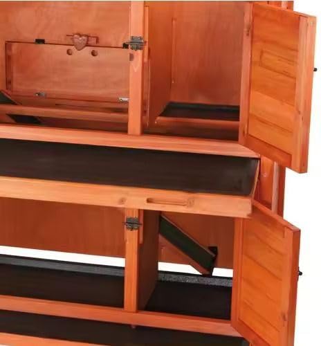 Divit Jaula para conejos con rampa para animales pequeños, 2 niveles, exterior de madera de abeto