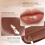 Nourishing Lip Gloss with Brown Lip Liner Lip Combo Set, Moisturizing High Shine Nude Lip Glow Oil Fresh Lightweight Glossy Plumping Lip Gloss for Women Long Wear Mini Liquid Lipstick Makeup#8 - Image 3