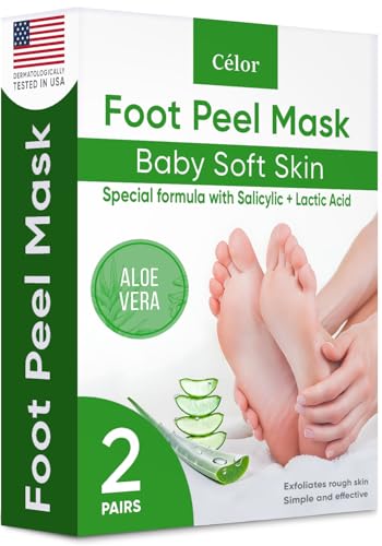 Foot Peel Mask - Foot Mask for Baby Soft Skin - Remove Dead Skin, Dry, Cracked Feet & Callus, Foot Spa, Made with Aloe Vera Extract for Women and Men (2 Pairs) | Aloe Vera