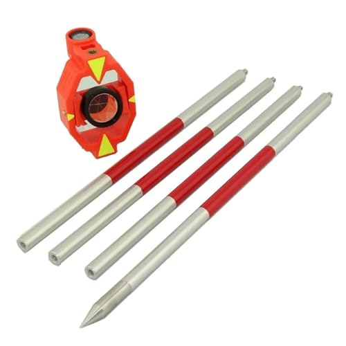GHZHANG GMP111 mini prism (Dia.25.4, 25.4mm) with 4 poles for Swiss type total station + 17.5 mm Inline Metal Prism Pole Set