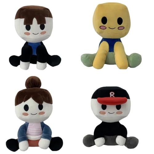 YAAYI Blox Buddies-Juguetes De Peluche De Dibujos Animados para Niños, Muñeco Negro con Sombrero, Muñeca Amarilla Decorativa para Habitación del Hogar, 20cm, 2023 (4pcs)