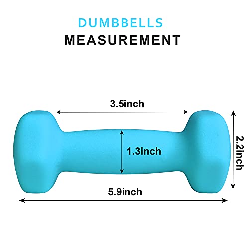 Balelinko Home Gym Equipment Workouts Strength Training Weight Loss Pilates Weights Yoga Sets Free Weights for Women, Men, Seniors and Youth, 2LB Blue, Pair
