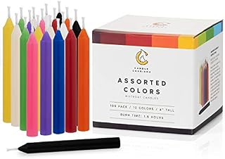 100 Assorted Colors Spell Candles Small Dripless for Chimes, Magic, Congregation, Vigil Candlelight