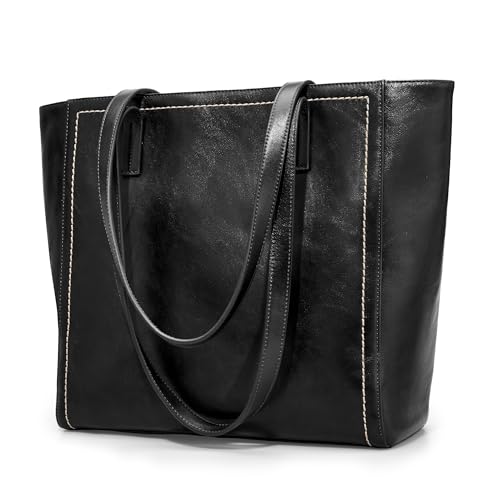 Image of befen Vintage Genuine Leather Work Tote Bag for Women, Tote Bag with Zipper