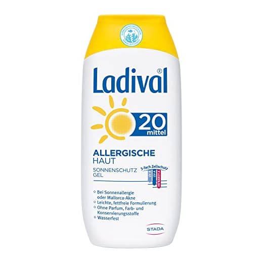 Ladival Gel solar para pieles alérgicas, protección solar SPF 20, sin perfume, para alérgicos, sin colorantes ni conservantes, impermeable, 1 x 200 ml