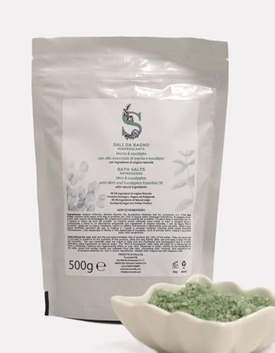 SALI DA BAGNO 500 grammi con oli essenziali (MENTA ED EUCALIPTO)