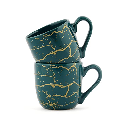 Image of DATA Manu Mugs with Metallic Design, Pack of 6 | Coffee Mugs (Green)