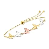 Ross-Simons 14kt Tri-Colored Gold Butterfly Bolo Bracelet