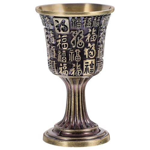 ZUNOXAZ Calice Laiton Bronze avec Gravure Fu Gobelet à Vin Chinois Élégant pour Cadeau de Noël Mariage et Fêtes Verre à Boisson Confortable et Polyvalent