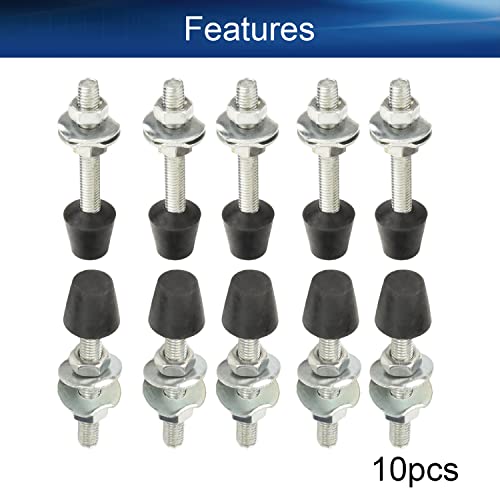 Bettomshin 10Pcs Carbon Steel Toggle Clamp Screw Assembly, M5X46Mm Quick-Release Black Rubber Head Clamp, Toggle Clamp Tool With Rubber Pressure Tip #TOP2