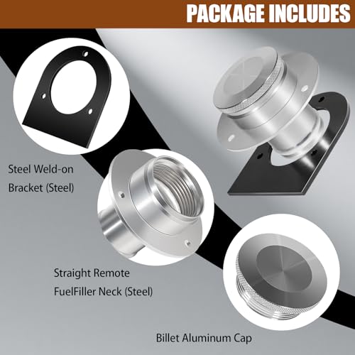 YOMIRACING 17-2530 Fuel Filler Neck - Billet Aluminum Gas Cap, Weld-On Bracket for 2\'\' Hose | Boat/ATV/Truck - Thumbnail 4
