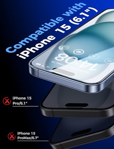 MAGIC JOHN 2 Pack for iPhone 15 Tempered Glass Screen Protector 6.1 inch [Not Max], Auto Dust-Elimination Installation, Bubble Free, Dynamic Island Compatible, HD Clear, Easy Installation - Thumbnail 2