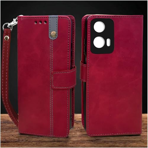 Image of Excelsior Flip Cover for Motorola Moto Edge 50 Fusion, Moto G85 5G | Premium PU Leather | Full Protection (Red)