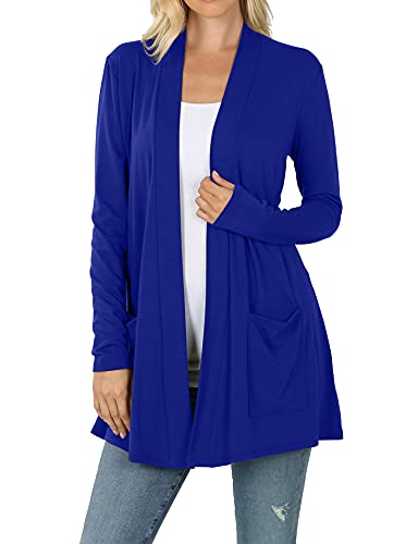 Image of Women's Open Front Cardigan Long Sleeve with Pockets Casual Outwear