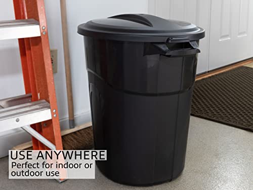 United Solutions 20 Gallon Round Waste Container, Black, Easy To Carry Garbage Can With Sturdy Construction, Pass-Through Handles & Attachable Click Lock Lid, Indoor Or Outdoor Use, 2-Pack, (Ti0087) #TOP4