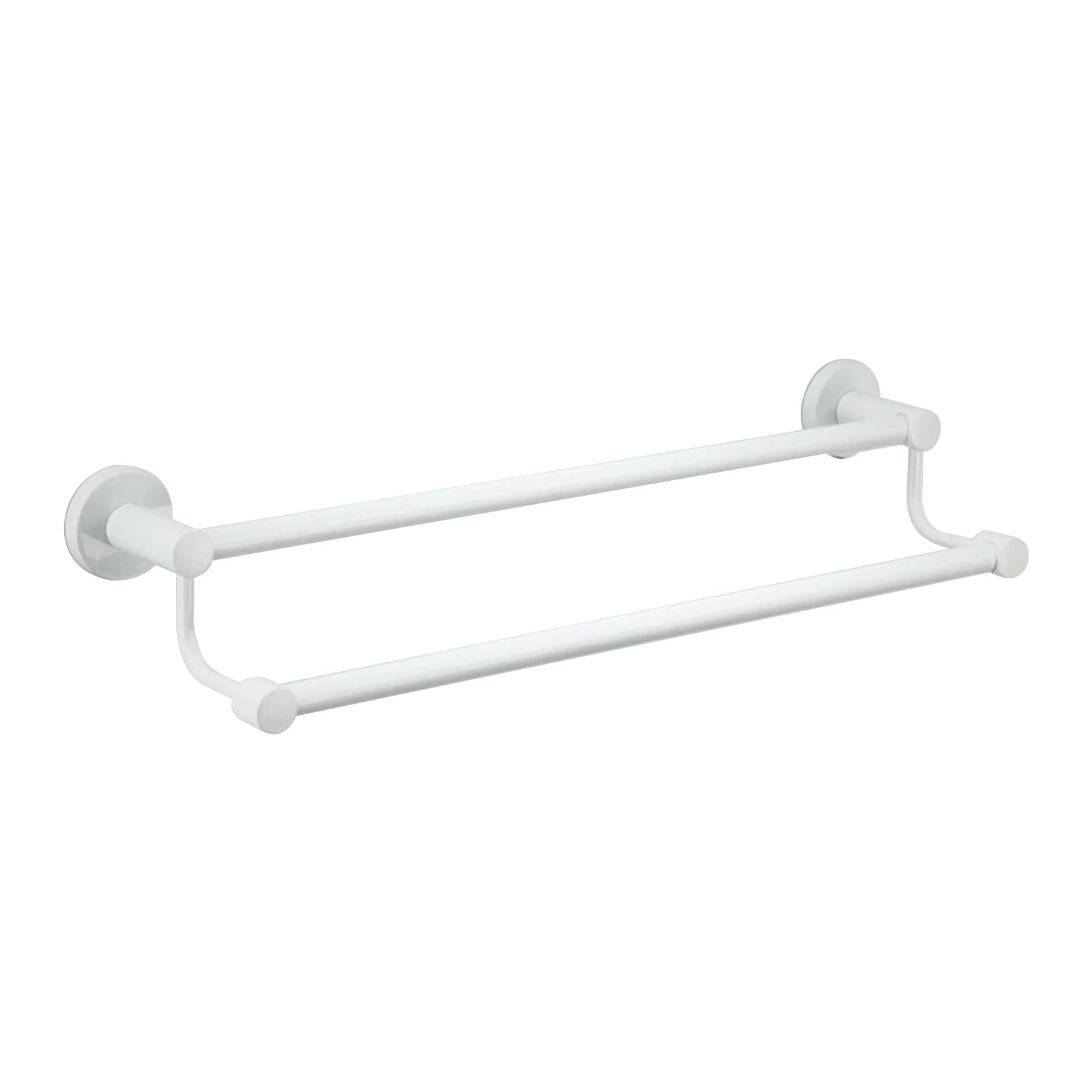 Renmlion Double Towel Rails Stainless Steel Towel Bar 40cm 50cm 60cm 70cm 80cm Wall Mounted Hand Towel Holder White Towel Rack Round Towel Rod，Screws Mounting(80cm)