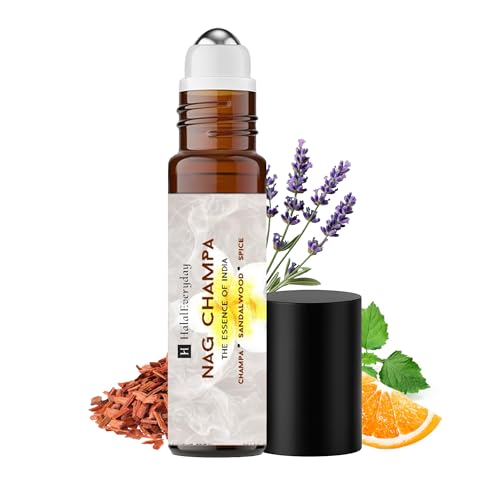 Nag Champa Perfume Oil Roll-On 1/8 oz Alcohol-Free Fragrance Oil for Body & Pulse Points | Long-Lasting Travel Size Roller Perfume by Halal Everyday