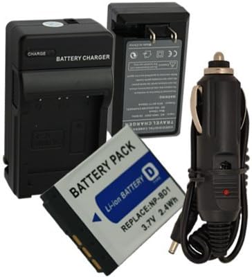 Battery + Charger for Sony CyberShot DSC-T90 DSC-T900 InfoLithium Type D NP-FD1 NP-BD1 + Car Plug