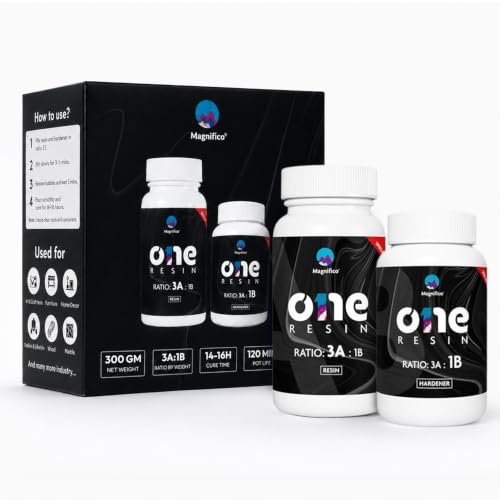 Image of Magnifico One Resin 300 GR (3:1) Clear UV-Resistant Epoxy Resin, Smooth Finish, Easy to Use with Self-Leveling.
