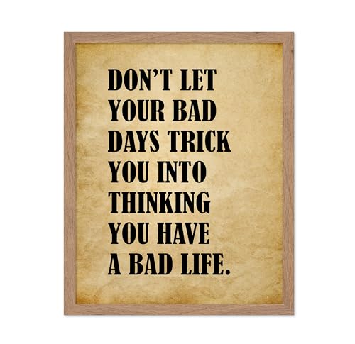 Poster Master Positive Affirmations Poster - Don't Let Your Bad Days Print - Therapy Art - Inspirational Gift for Men, Women - Minimal Wall Decor for Bedroom, Therapy Office, 16x20 Beige Framed