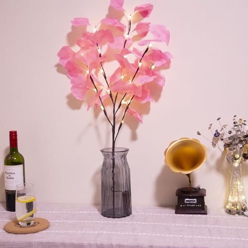 Image of Ulalaza 27.5'' 2 Branches 40 LED Bulbs Twig Lamp Battery Operated LED Lighted Willow Branches Vase Fillers Use for Christmas Home Party Decoration Indoor Outdoor