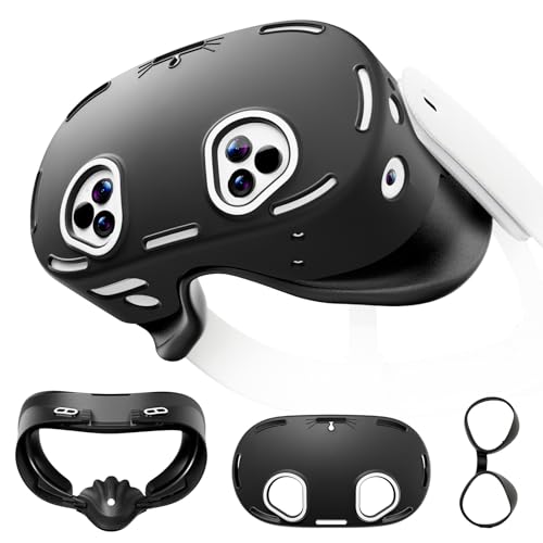 Meta Quest 3S�p�V���R���ی�P�[�X�Z�b�g VR �A�N�Z�T���[�L�b�g �h�� PU �t�F�C�X�p�b�h�t�� �V���R���V�F���J�o�[ �����Y�v���e�N�^�[ �\�t�g �ϋv�� ����\ (�u���b�N)