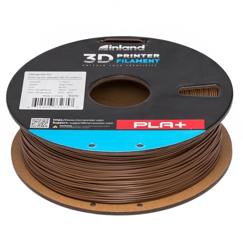 Image of INLAND Micro Center PLA+ 3D Printing Filament 1.75mm - PLA Pro Dimensional Accuracy + /- 0.03 mm - 1kg Cardboard Spool (2.2 lbs) (1 Pack Brown, 1.75mm)