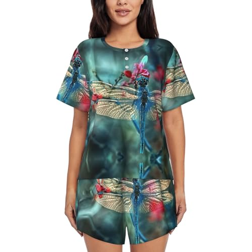 Pyjama court femme motif libellule résout le manque de poches de nuit
