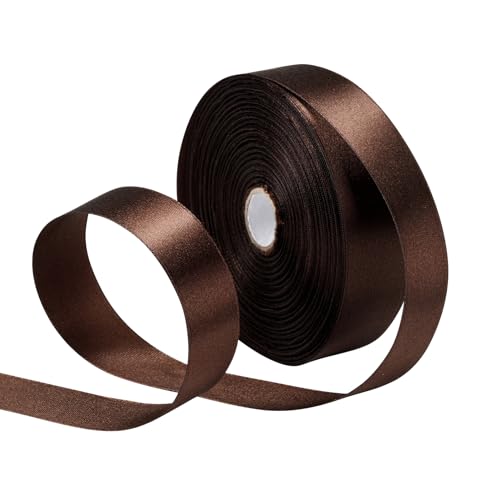 SDZMDL Brown Satin Ribbon for Gift Wrapping 1 inch x 50 Yards Ribbon for Fathers Day Bows Making & Floral Bouquets.
