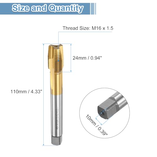 QUARKZMAN Maschine Gewindebohrer Spitze M16 x 1,5 Metrisch Spitzengewindeschneider HSS6542 Universelle und Hochwertige Gewindebohrer Titanbeschichtete Oberfläche - 1 Stück