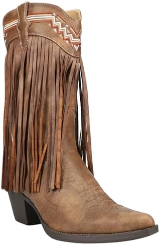 ROPER Womens Fringes Snip Toe Casual Boots Mid Calf Mid Heel 2-3" - Brown - Size 10 B | Image 1