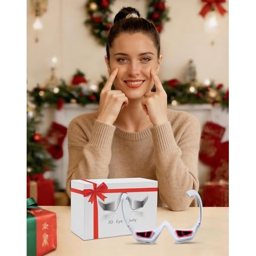 Under-Eye Red Light Therapy Glasses for Women,10 Min Daily Use for Digital Eye Strain Eye Bag Dark Circles Puffiness,39g Ultra Lightweight, Rechargeable,Christmas Gift for Women Mom,Girlfrie