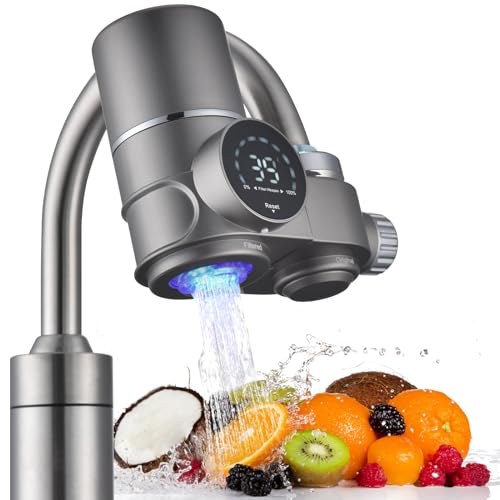 HOMELODY Wasserfilter Wasserhahn, Wasserfilter Trinkwasser mit LED Anzeige, entfernt Chlor, Schwermetalle und schlechten Geschmack, Wasserhahn Filter mit Blaulicht für Küche(Inkl. Filter*1)